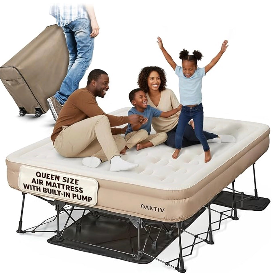 Raised Air Bed with Built-In Electric Pump and Frame