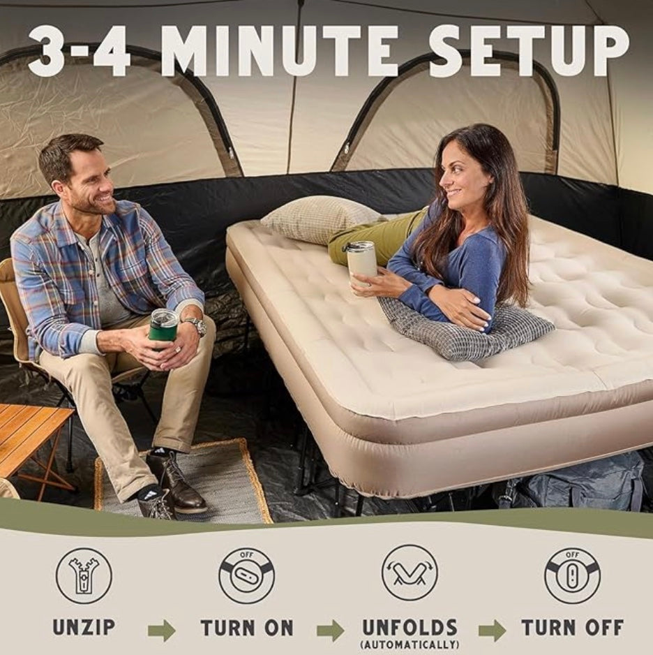 Raised Air Bed with Built-In Electric Pump and Frame