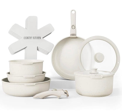 Space-Saving Non-Stick Cookware Set with Detachable Handles